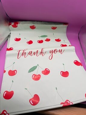Set of 20 Cherry Print 'Thank You' 12x15 Mailer Bags